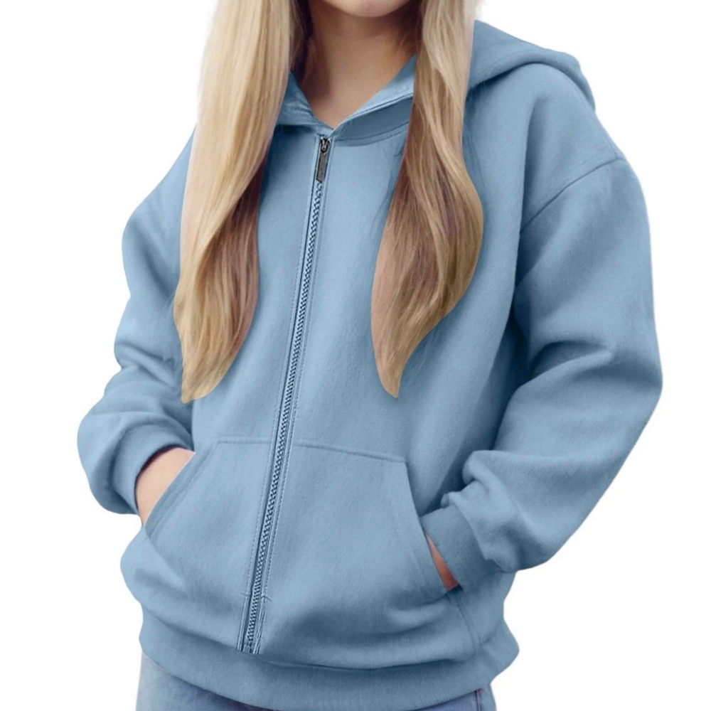 VUORI Oversized Light Blue Kids Zip-Up Hoodie Size XXS